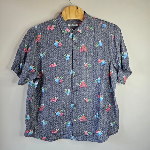 Tommy Bahama Other - Tommy Bahama Coconut Point Tiki Cocktail Shirt Mens 2XLT Grey Floral Coolmax